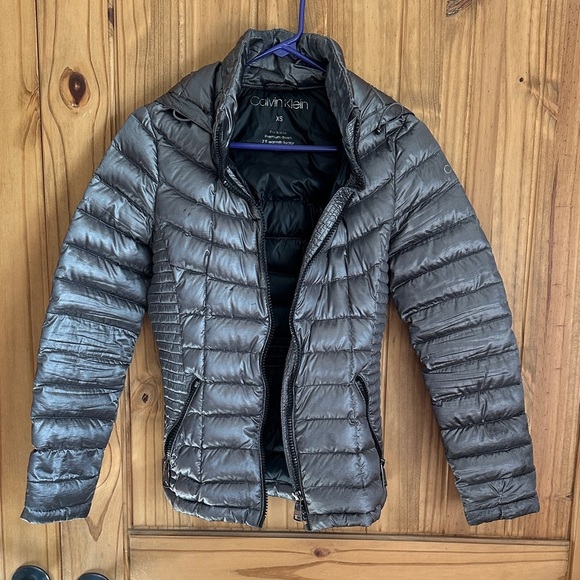 Calvin Klein Jackets & Blazers - Calvin Klein Metallic Gray Puffer Jacket